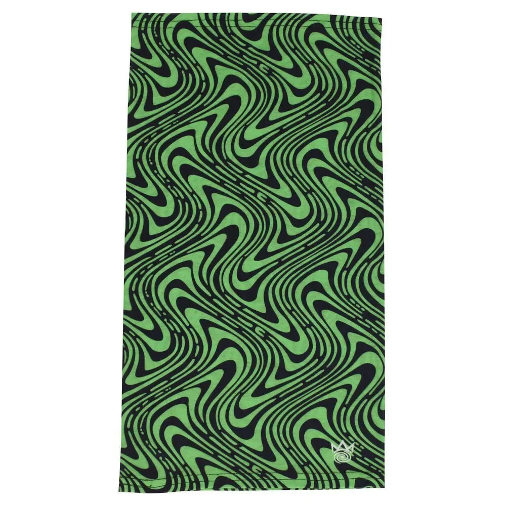 Trippy Green Wavy Face Wrap Tube Gator Mask Lightweight Stretch NWT
